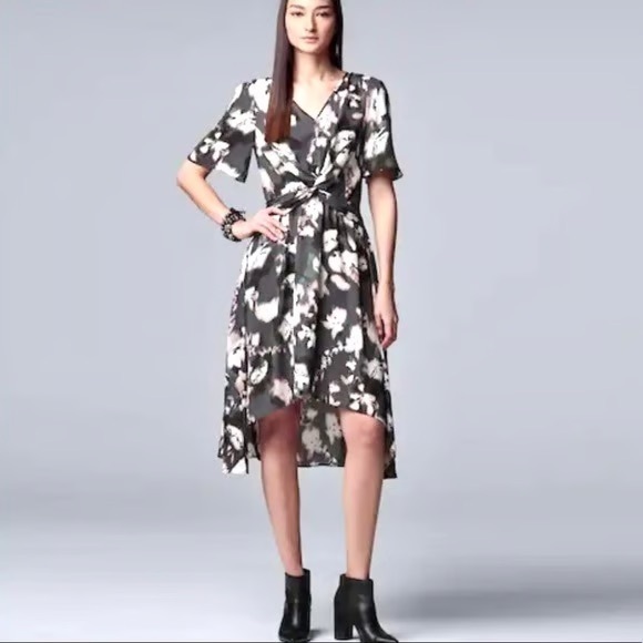 Simply Vera Wang abstract print‎ asymmetrical Women's Midi Dress - Picture 1 of 4